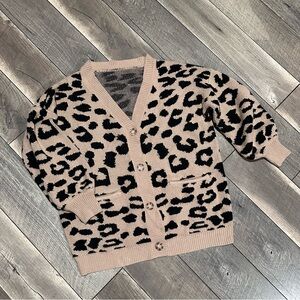 Boutique Leopard Button Down Sweater